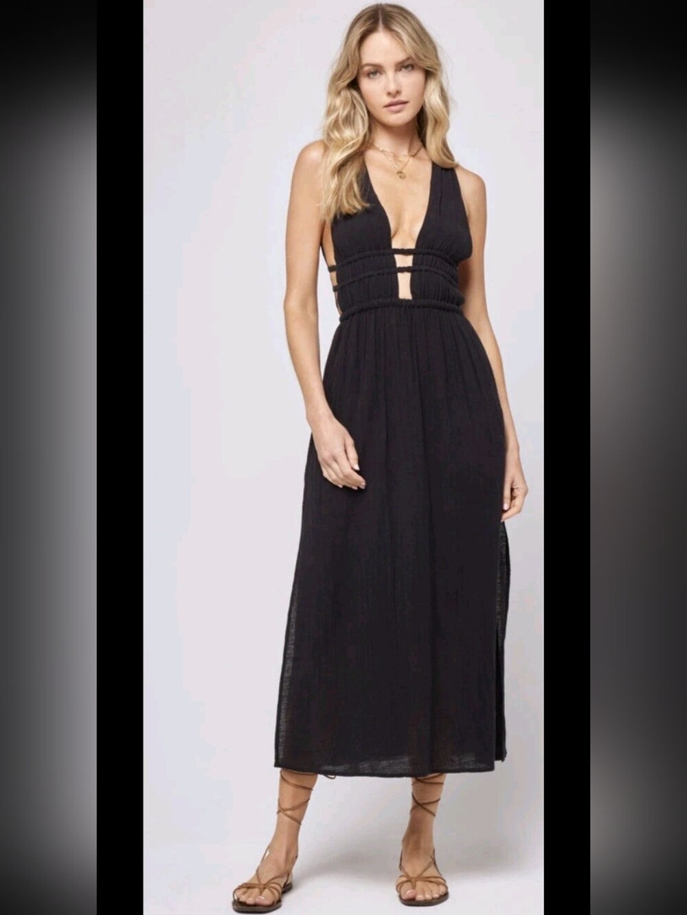 L*SPACE Kira Cover-Up Midi Dress Black S Small $125